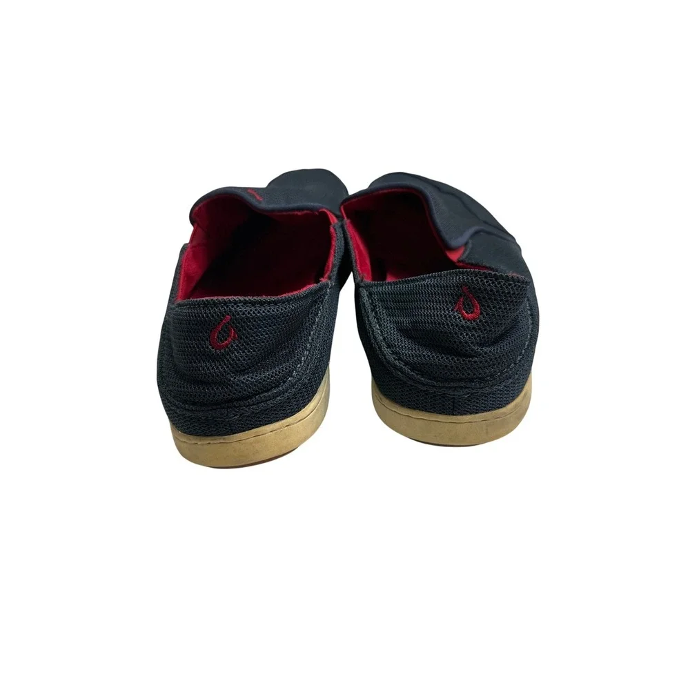 OluKai Nohea Mesh Mens Slip On Shoes Navy Blue Red‎ Loafers Drop In Heel